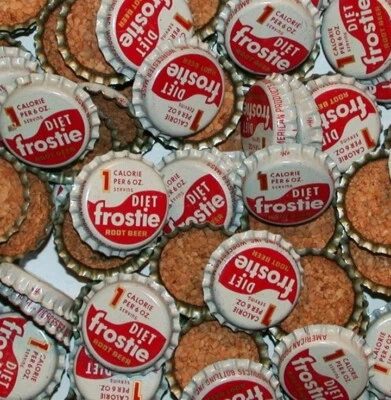 Lote de 12 tapas de botellas de soda pop DIET FROSTIE ROOT BEER corcho sin usar nuevo stock antiguo Foto 1 de 2