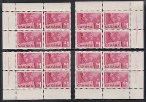 Canada Uni 411 MNH. 1963 $1.00 Canadian Exports, matched Plate #1 blocks of 4 VF - Picture 1 of 1