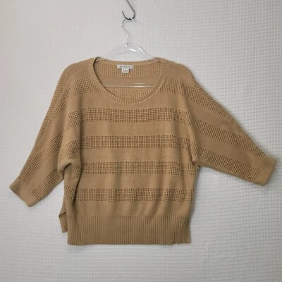 Usado en Excelente Condición Para Mujer Talla L LIZ CLAIBORNE Marrón Tejido Waffle Suéter Algodón Brazo Ancho Ventilado Foto 1 de 4