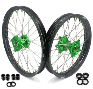 KKE 21/19'' Wheels Rims Fit Kawasaki KX250F KX450F 2006-2021 KX125 KX250 Green - Picture 1 of 11