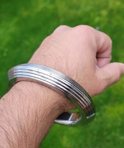 Sikh Kara Sarbloh Kada Pure Iron Lines Design Heavy Khalsa Warrior Bangle OG11 - Picture 1 of 12
