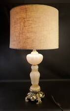 Vtg delicate murano glass table lamp pale pink italian gold ornate base Rewired