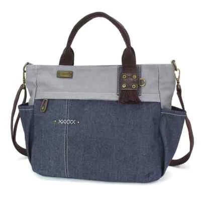 New CHALA MULTI POCKET Tote Crossbody Purse DENIM Canvas Blue BAG ONLY Large - Image 1 of 4