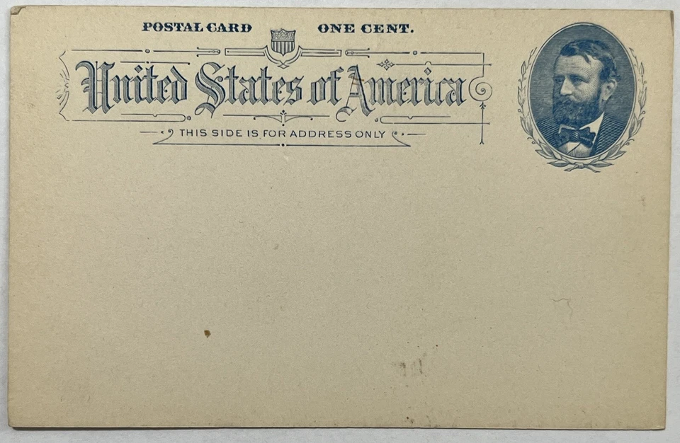 EARLY 1C ULYSSES S. GRANT POSTAL CARD UNUSED 33 EAST 36TH STREET NEW YORK - Image 1 of 2