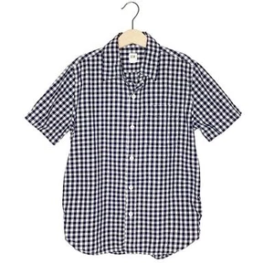 Gap Navy White Check Short Sleeve Button Down Boys Medium - Picture 1 of 4