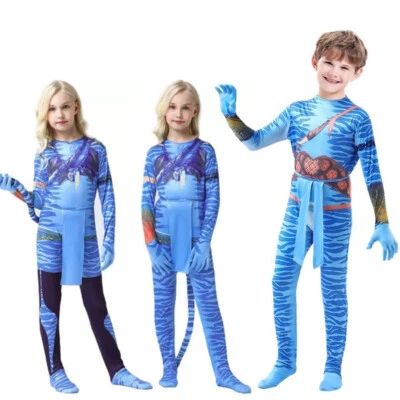Kids Girls Boys Avatar Cosplay Halloween Costume Bodysuits Party Fancy Dress Up - Image 1 of 4