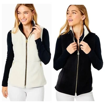 NUEVO CON ETIQUETAS CHALECO REVERSIBLE LILLY PULITZER TALLA M BROOKLEE *POLARTECH® POLAR* NEGRO Foto 1 de 4