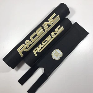 Race inc BMX PAD SET BLACK Gold Fabric Cook Bros Oldschool PK RIPPER REPOP - Picture 1 of 8