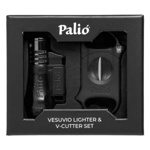 Palio Gift Set: Vesuvio Black Lighter & Palio Black V-Cutter - Picture 1 of 1