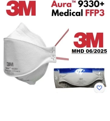 1x 3M Aura 9330+ Maske Atemschutzmaske FFP3 o.Ventil Staubmaske FFP 3 Mundschutz