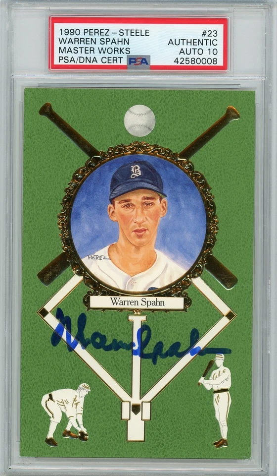 Warren Spahn Signed Perez Steele Master Works - PSA DNA 10 - Image 1 of 1