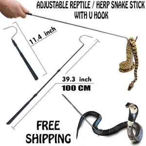 ADJUSTABLE Snake Hook Pick up Handling Catching Reptile Jigger Steel Stick 100CM - Picture 1 of 4