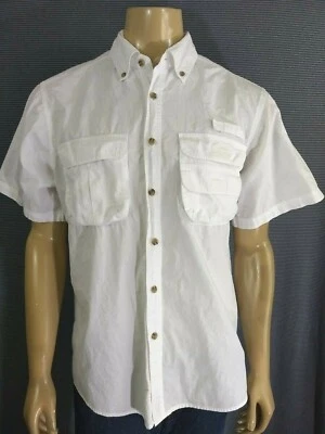 QUEST Casual Fishing / River Shirt 100% White Cotton Polyester Mesh Lined Mens M - Image 1 of 4