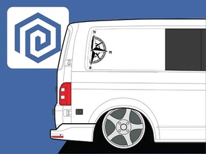 2x Half Compass Round Vinyl Decals For Camper Motorhome Caravan Sticker Graphic - Picture 1 of 13