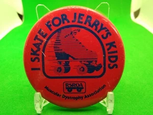 2.25" Vintage I Skate For Jerry's Kids Pin Button Pinback MDA Jerry Lewis - Picture 1 of 2