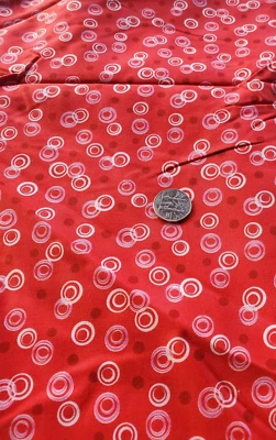 2 1/8 Yds Tess By Max & Nobie Quilt Sewing Fabric Cotton Red Background Circles - Image 1 of 3