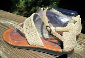 Nicole 10 silber Zinn Leder abgenutzt Boho geflochten Knöchelriemen Freizeit Sandale - Bild 1 von 8