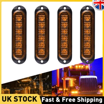 4X 12V LED Side Marker Lights Orange Amber Indicator Bus Truck Trailer Lorry - Image 1 of 4