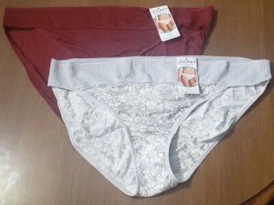 2 pares de bragas de bikini jockey para damas 3X encaje suave modal gris floral granate talla 10 Foto 1 de 4