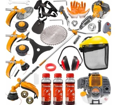 Benzin Trimmer Rasentrimmer 6PS 49ccm Motorsense Freischneider + 3xÖl + Zubehör