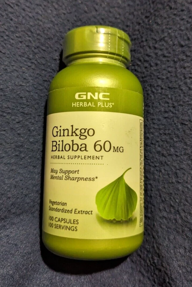 GNC Herbal Plus Ginkgo Biloba 60MG 100 Capsules BB 11/25 - Imagem 1 de 1