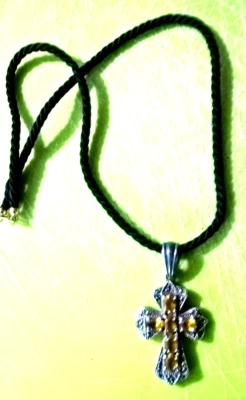 NON DISPONIBILE CROCEFISSO in Argento e Pietre gialle h 4 x 3 più attacco 1,5 cm - Immagine 1 di 4