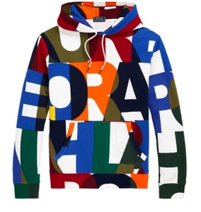 Polo Ralph Lauren Color Block Monogram Fleece Logo Hoodie Sweatshirt Pullover - Bild 1 von 7