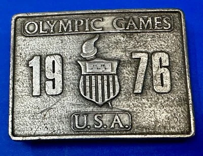 1976 Olympic Games USA Vintage Bergamot Brass Works Rectangle Belt Buckle  - Image 1 of 4