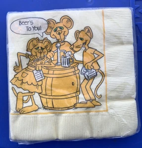 ¡Cerveza vintage para ti! Barril de cerveza ratones bebidas servilletas Gibson paquete de 16 - Imagen 1 de 2