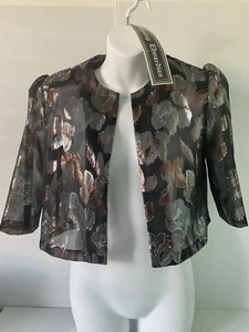 Young Edwardian 80’s Vintage Sheer Crop Evening Jacket Metallic Size 12 - Picture 1 of 21