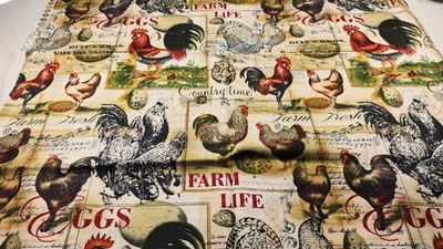 Vintage  Fabric * Farm Fresh * 100% Cotton - 20" x 42" Windham fabrics chickens - Image 1 of 4