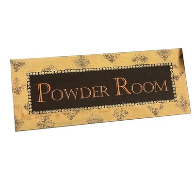 Jillian Jeffery: Letrero de cedro de madera rústica para sala de polvo “Blanco francés” Foto 1 de 4