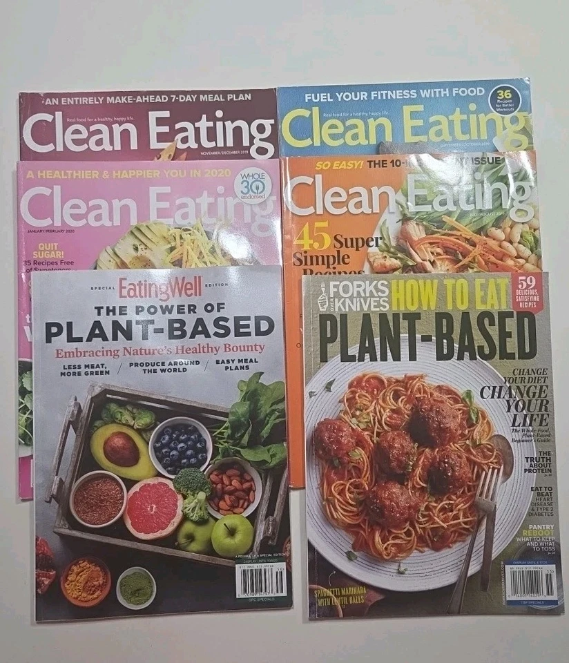 Cooking Magazines Lot of 6  Clean Eating, Eating Well Forks Over Knives - Image 1 of 1