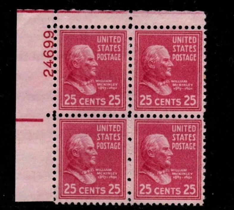 ALLY'S  STAMPS US Plate Block Scott #829 25c William McKinley [4] MNH F/VF [STK] - Image 1 of 1