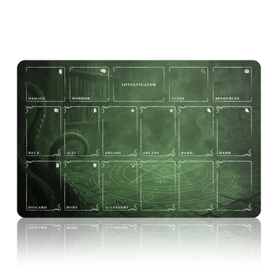 Arkham Horror Juego de Cartas Alfombrilla para Jugador - 17x11” LCG Investigador Mat Bordes Cosidos Foto 1 de 4