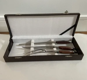 VINTAGE! Samurai Cutlery Japan Carving Set of 3 pieces Wood Handle MCM Kitchen - Picture 1 of 6