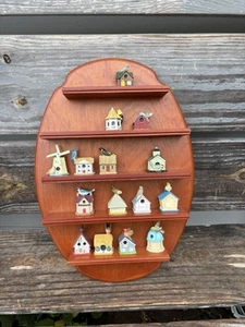 Vintage Lenox Miniature Birdhouse Thimbles Figurines -Set of 15- Plus Shelf ๐ฅ - Picture 1 of 10