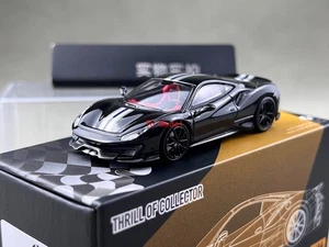 TG TOC 1:64 Black 488 Pista Coupe Racing Sports Model Diecast Metal Car New - Picture 1 of 12