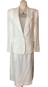 Vintage Evan Picone Skirt Suit 1980s White Union Made USA Women’s Size 16 - Picture 1 of 12
