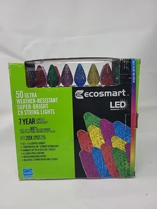 Ecosmart 50 Pro-Grade Super-Bright LED C9 String Lights Multi-color Christmas - Picture 1 of 2