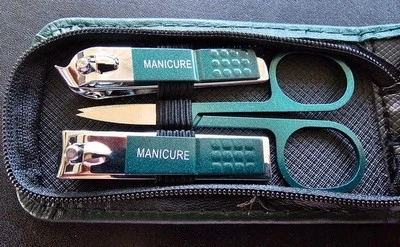 Nagelset Maniküre Set 6 tlg Etui grün Luxus-Nagelknipser- und Maniküre-Set, - Bild 1 von 4