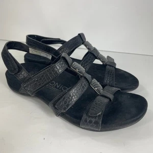 Vionic Sandals Flat Strappy Sz 6 Womens Open Toe Flat Comfort Black - Picture 1 of 14