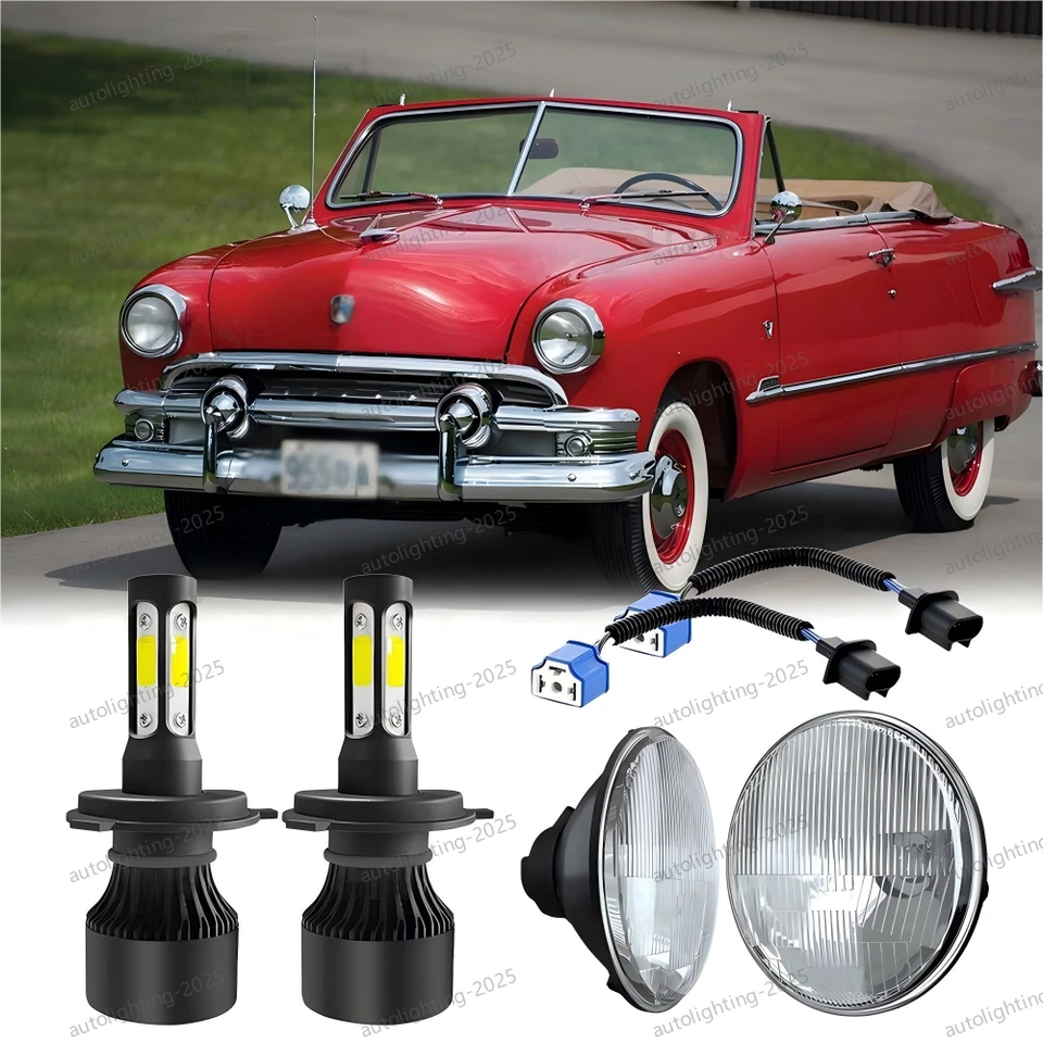 Пара FIT Ford Deluxe 1939-1951 7 «дюймов круглый светодиодный фары лампа корпус новый - Изображение 1 из 4