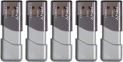 PNY 64GB Turbo Attaché 3 USB 3.0 Flash Drive, Silver (Pack of 5)  - Image 1 of 4