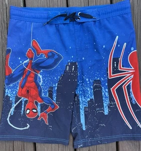 Marvel Spiderman Board Shorts Swimming Trunks Boys Large Liner Blue Swim Youth - Picture 1 of 8