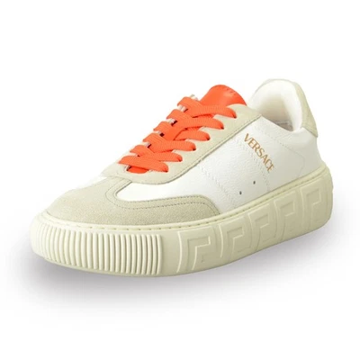 Versace Mujer Blanco y Coral Gamuza y Cuero Tenis Zapatos US 8 IT 38 Foto 1 de 4