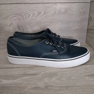Unisex Vans elegante blaue Leder Low-Top Skateboard Turnschuhe UK Größe 8 - Bild 1 von 9
