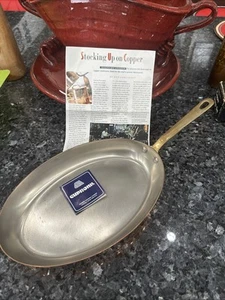 Vintage French Copper Oval Fish Pan Skillet Cupronil New 12” - Picture 1 of 8
