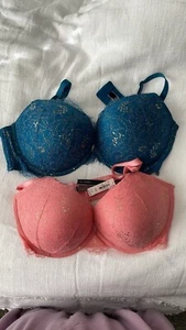 SET OF 2 Victoria’s  Secret Lace Sparkling push up bra Size 38DD - Picture 1 of 5