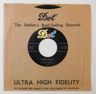 JOHNNY HORTON Plaid & Calico DOT 45 rockabilly country pop record - Image 1 of 4